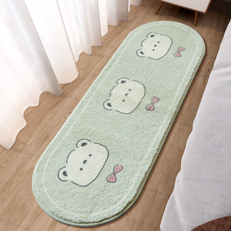 Cute Cartoon Animal Bedside Rug Soft Imitation Cashmere Long Runner Floor Mat