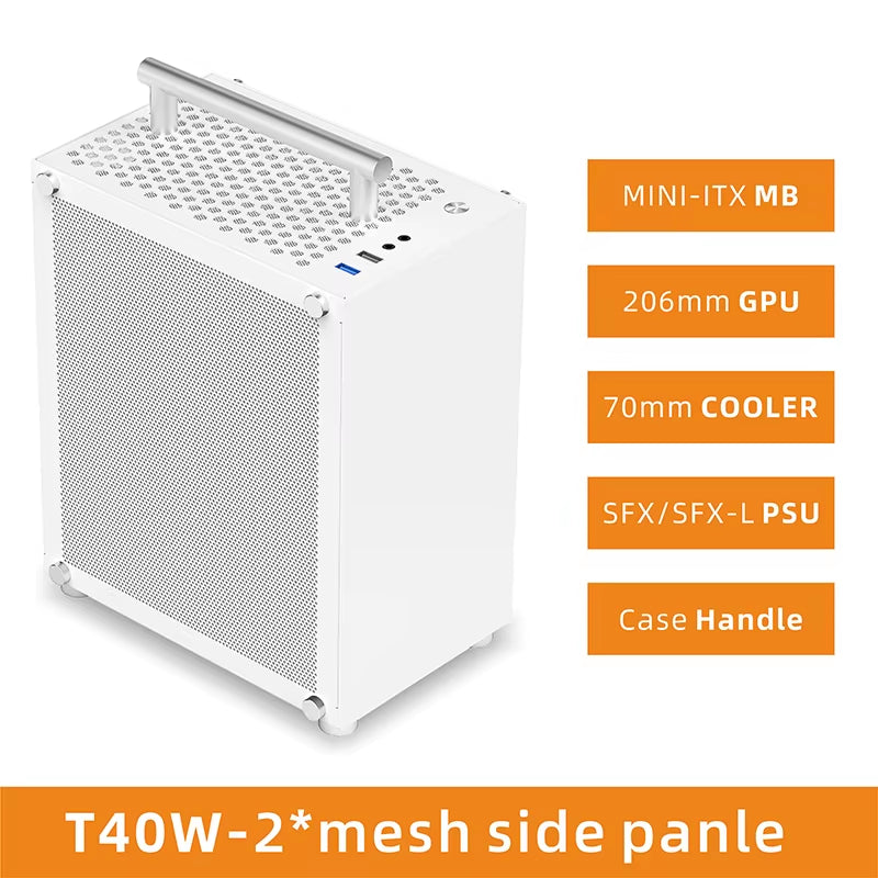 Urban T40 Mini | 7L SFF Portable Gaming PC Chassis Fits SFX PSU & 206mm GPU