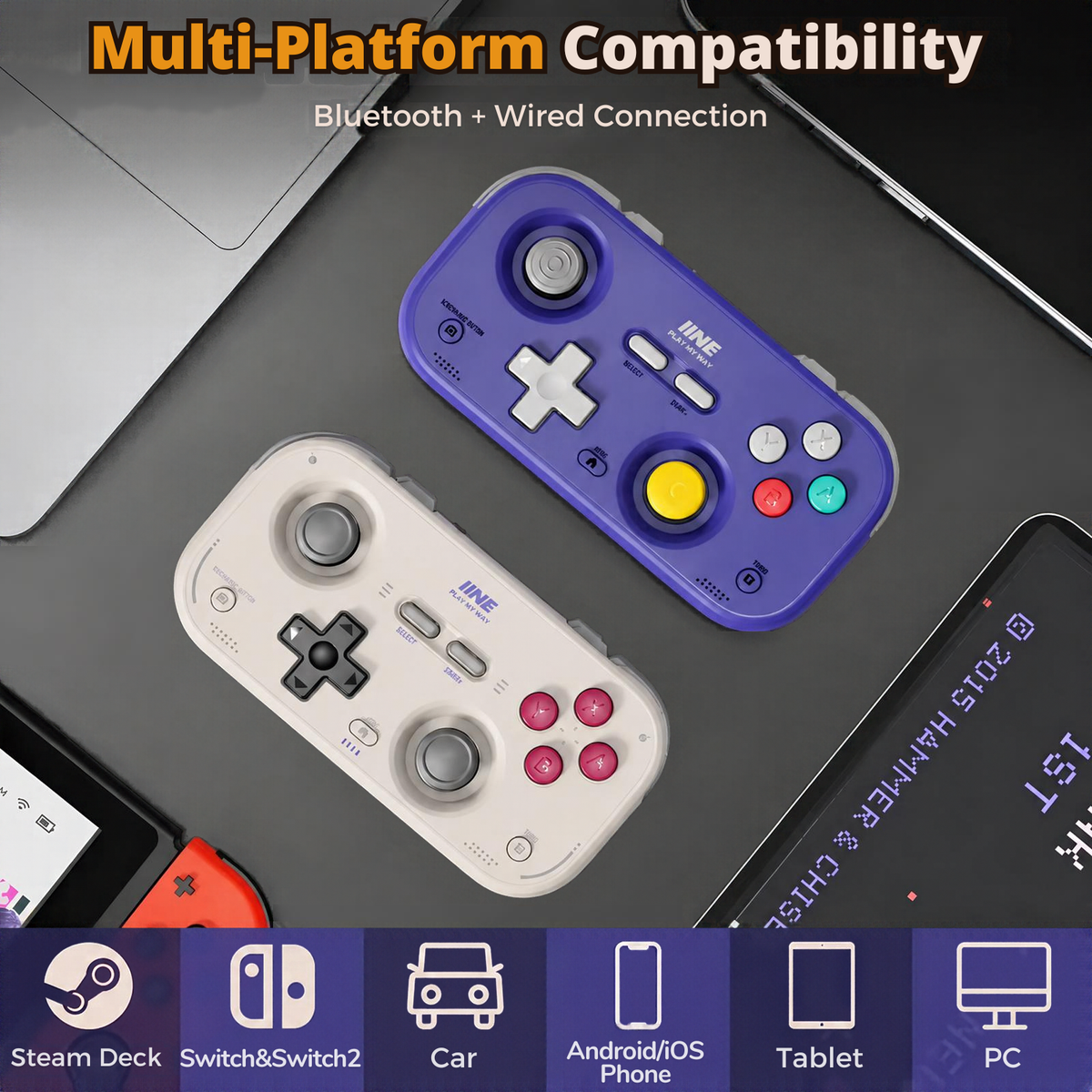 IINE Retro Pocket Wireless Controller for Nintendo Switch: Hall Effect Joysticks & Classic GameCube Style