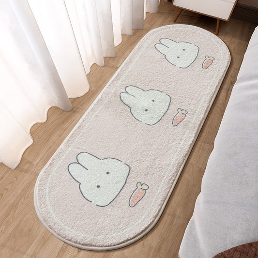 Cute Cartoon Animal Bedside Rug Soft Imitation Cashmere Long Runner Floor Mat