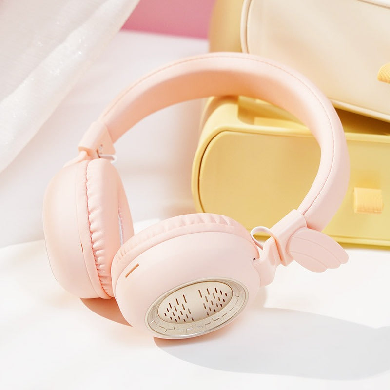 Wireless Bluetooth Headphones with Angel Wings Over Ear Headset