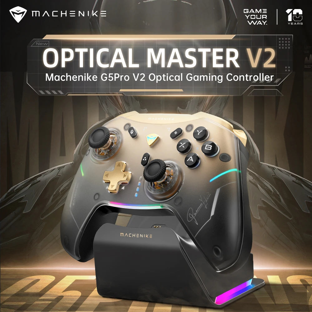 MACHENIKE G5Pro V2 Tri Mode Gaming Controller Optical Trigger ABXY Button Hot-Swappable Joystick 4K Resolution for Switch PC