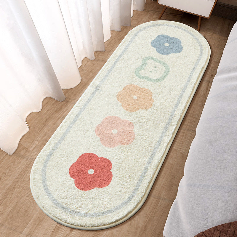 Cute Cartoon Animal Bedside Rug Soft Imitation Cashmere Long Runner Floor Mat