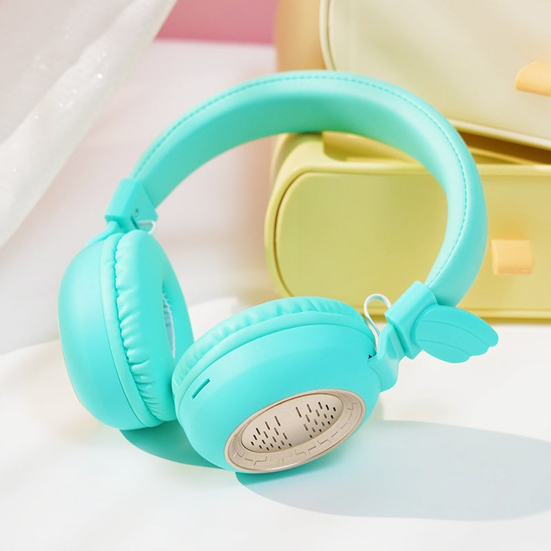 Wireless Bluetooth Headphones with Angel Wings Over Ear Headset