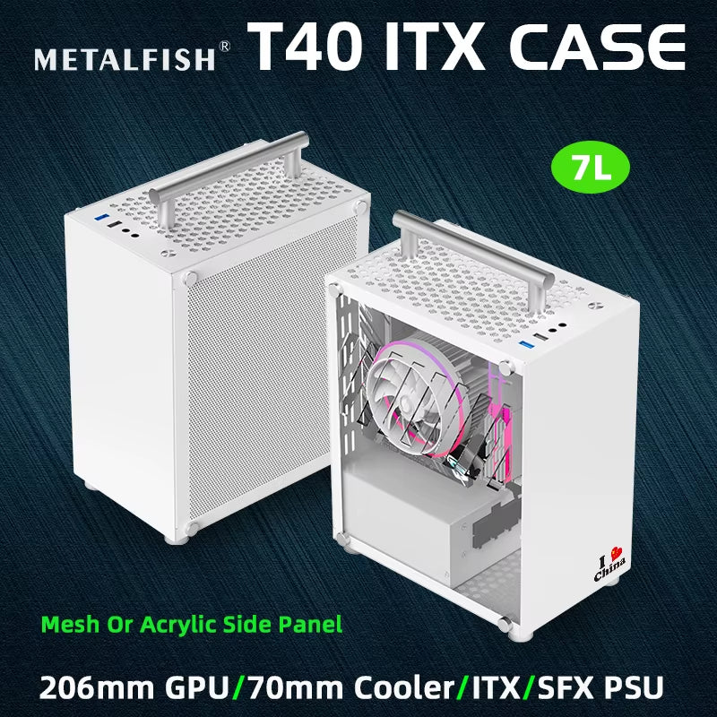 Urban T40 Mini | 7L SFF Portable Gaming PC Chassis Fits SFX PSU & 206mm GPU