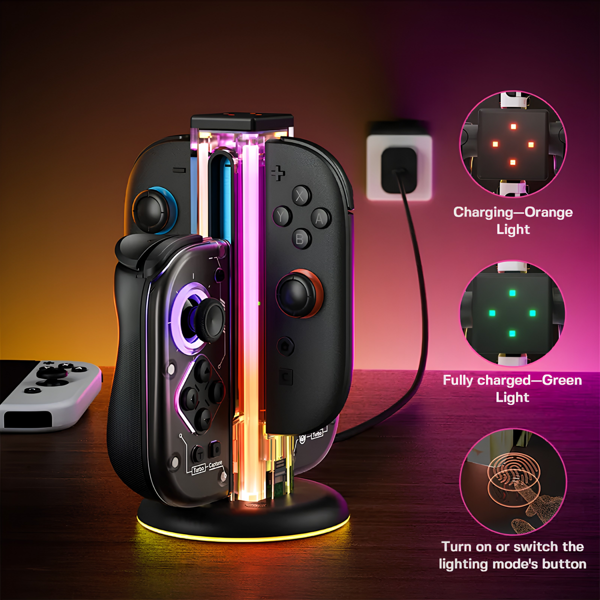 NYXI Zeus Controller Charging Dock Wireless Gamepad Charger Base for Switch