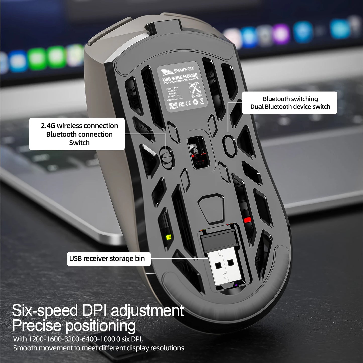 SmaWolf RS8 Knight | Triple-Mode Ultra-Lightweight E-Sports Mouse