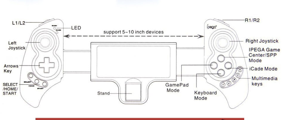 Wireless Telescopic Mobile Gaming Controller Stretchable Phone FPS Gamepad