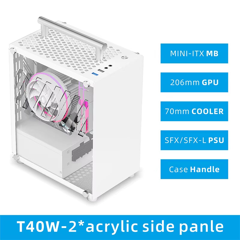 Urban T40 Mini | 7L SFF Portable Gaming PC Chassis Fits SFX PSU & 206mm GPU