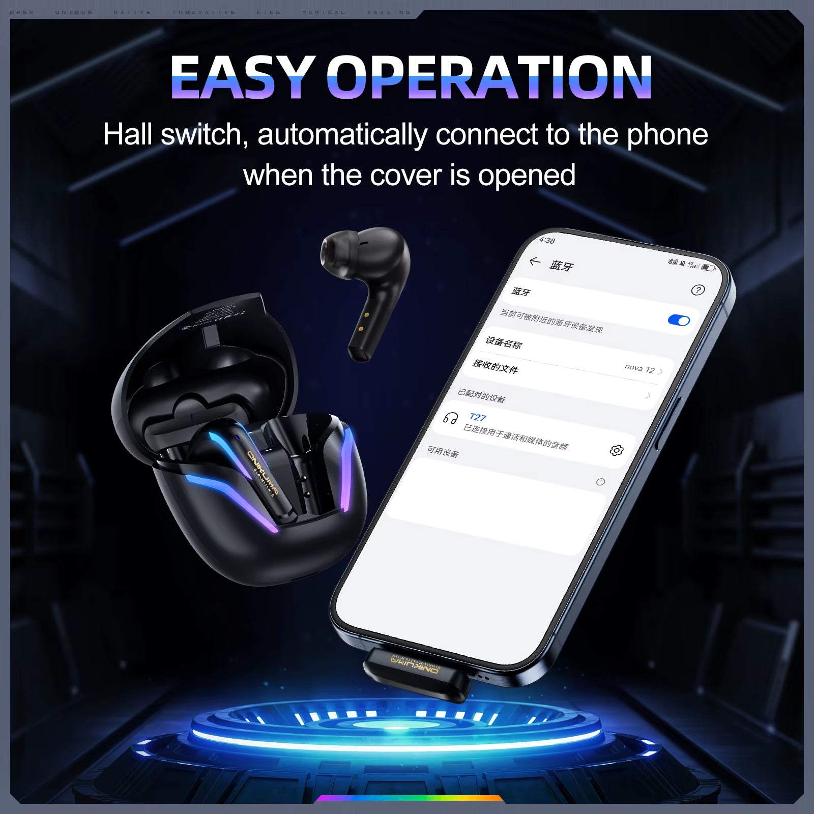 T27 Pro Wireless Gaming Headphones Dual-Mode RGB Low Latency HD Mic PS5 PC Xbox