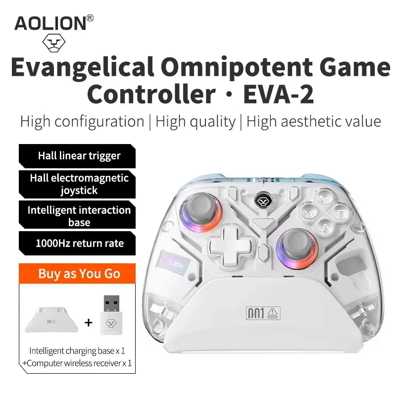 Aolion K10 Wireless Controller w/Charging Dock Hall Effect & RGB for Switch/PC