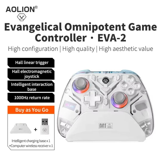 Aolion K10 Wireless Controller w/Charging Dock Hall Effect & RGB for Switch/PC