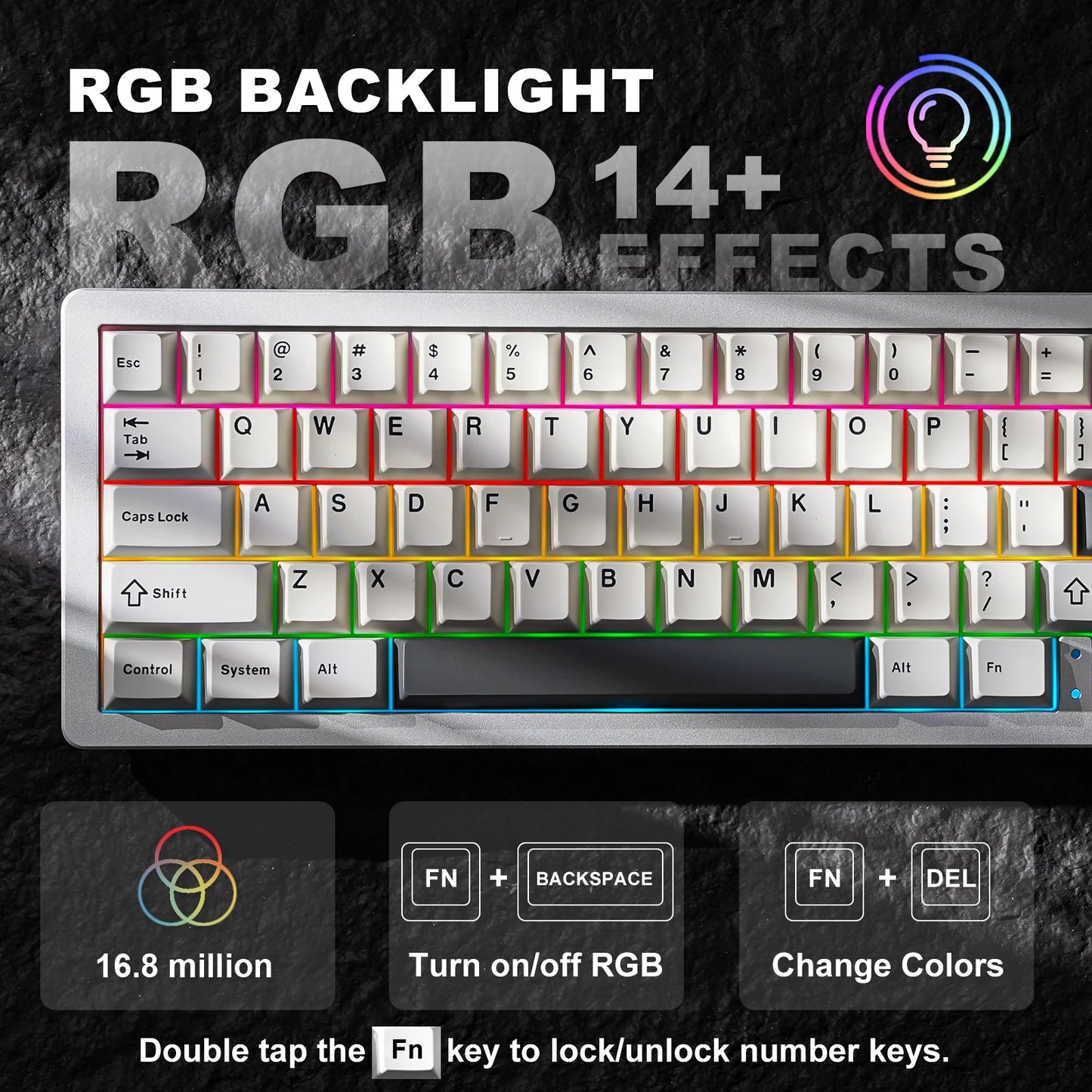 YUNZII AL66 Silver Wireless Mechanical Keyboard CNC Aluminum Gasket Mount RGB