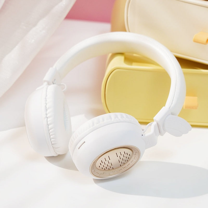 Wireless Bluetooth Headphones with Angel Wings Over Ear Headset