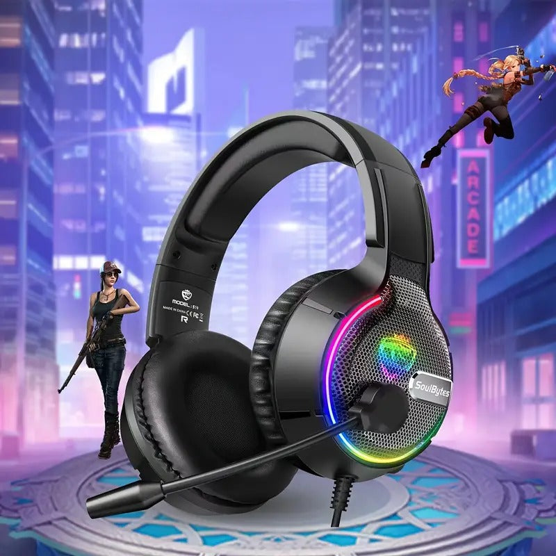 Soulbytes S19 Wired RGB Gaming Headset with Noise Cancelling Mic for PC/PS4/PS5