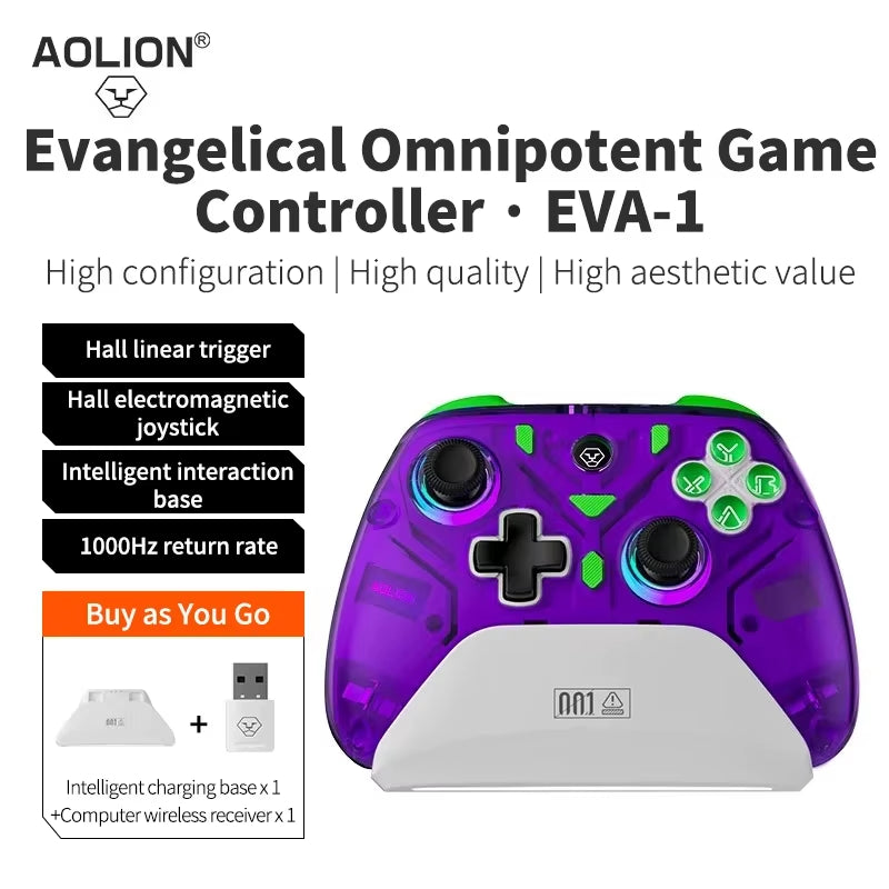 Aolion K10 Wireless Controller w/Charging Dock Hall Effect & RGB for Switch/PC