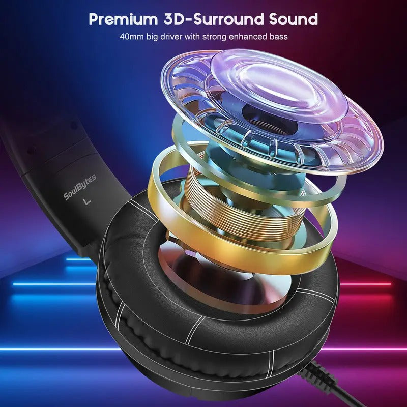 Soulbytes S19 Wired RGB Gaming Headset with Noise Cancelling Mic for PC/PS4/PS5