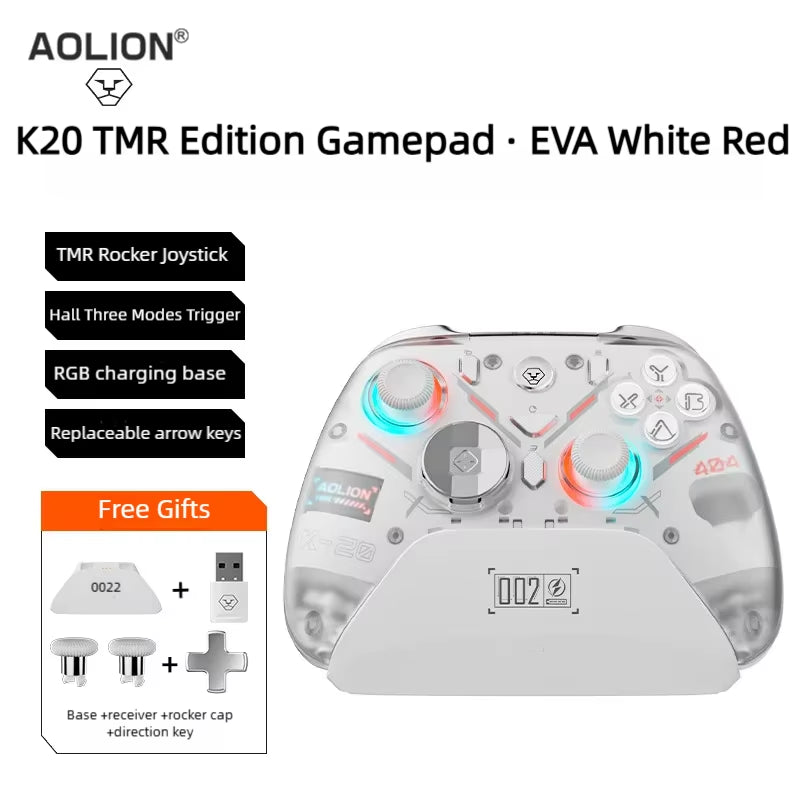 Aolion K10 Wireless Controller w/Charging Dock Hall Effect & RGB for Switch/PC