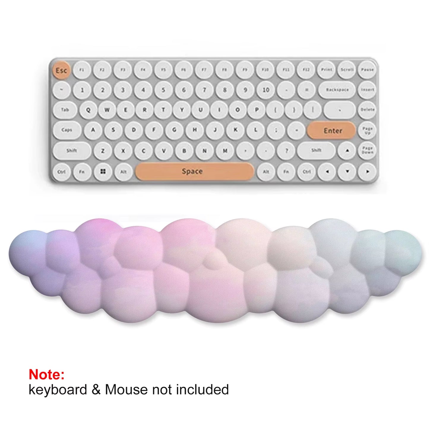 Kawaii Cloud Wrist Rest Mouse Pad Keyboard Set Memory Foam Cute Aesthetic Gamer