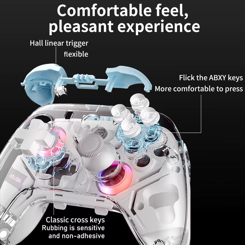 Aolion K10 Wireless Controller w/Charging Dock Hall Effect & RGB for Switch/PC