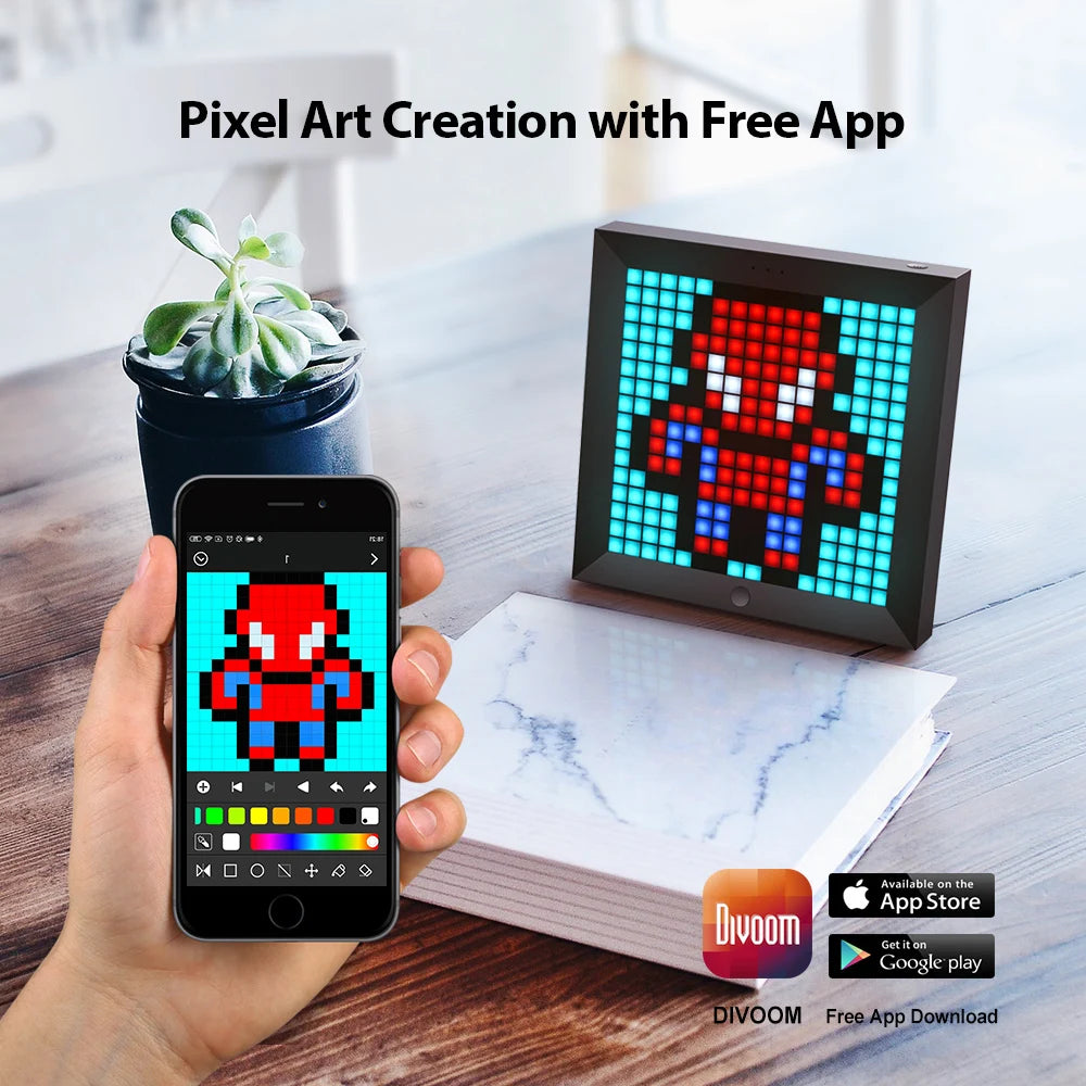 Divoom Pixoo Digital Pixel Art Frame Programmable LED Display Smart Alarm Clock
