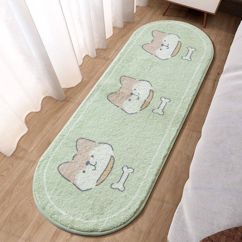 Cute Cartoon Animal Bedside Rug Soft Imitation Cashmere Long Runner Floor Mat