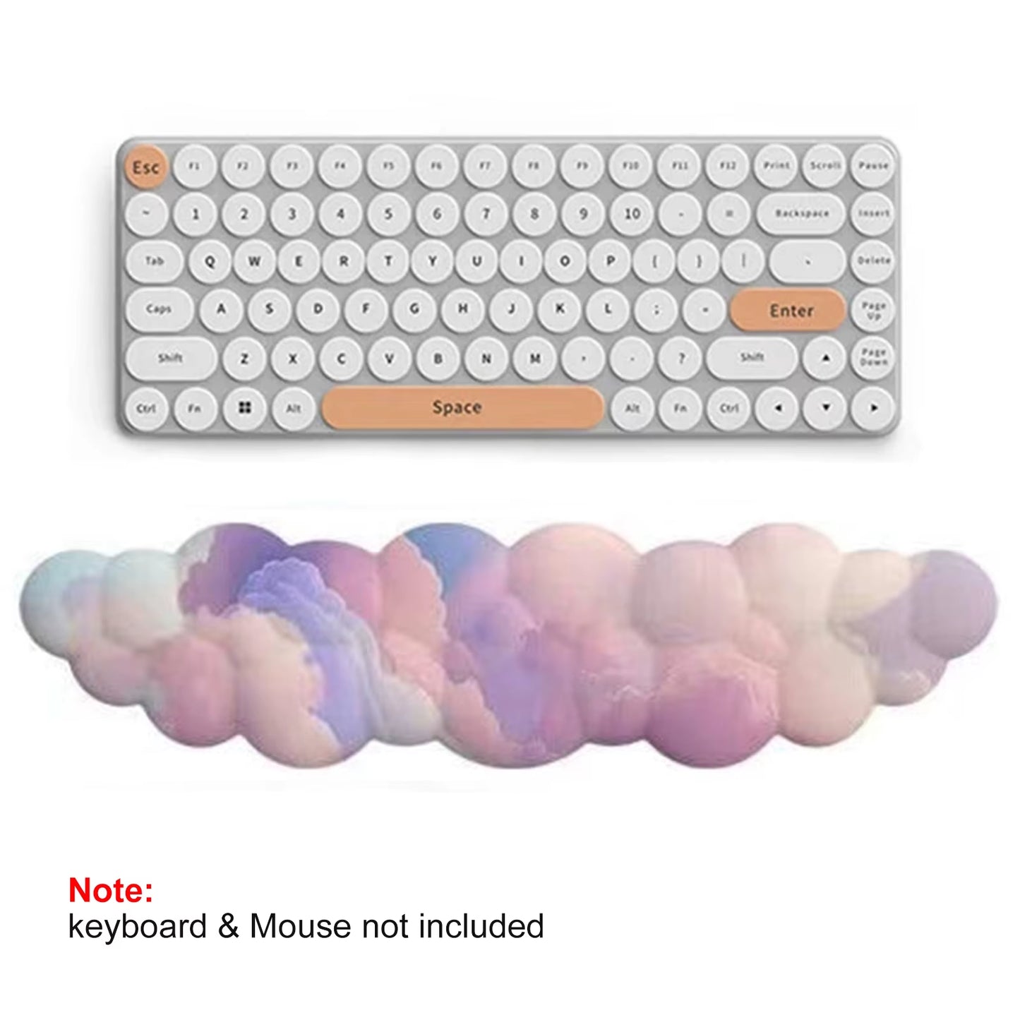 Kawaii Cloud Wrist Rest Mouse Pad Keyboard Set Memory Foam Cute Aesthetic Gamer