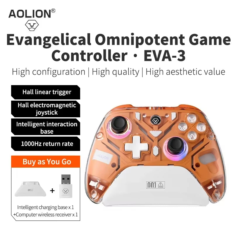 Aolion K10 Wireless Controller w/Charging Dock Hall Effect & RGB for Switch/PC