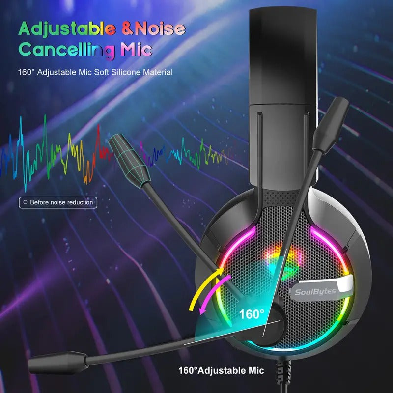 Soulbytes S19 Wired RGB Gaming Headset with Noise Cancelling Mic for PC/PS4/PS5