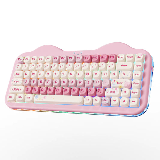 YUNZII C75 Pink Wireless Mechanical Keyboard 75% Gasket Mount Creamy RGB Mac/Win